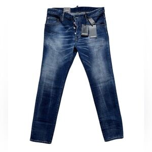Dsquared2 New With Tags Skater Jeans Long Crotch Tight Bottom Made in Italy